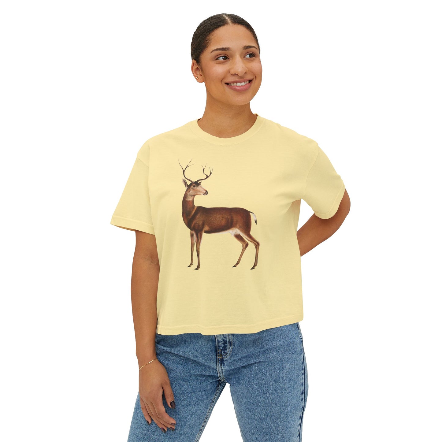 Soft Like Deer Women's 100% Cotton Boxy Cropped T-shirt Eco-friendly