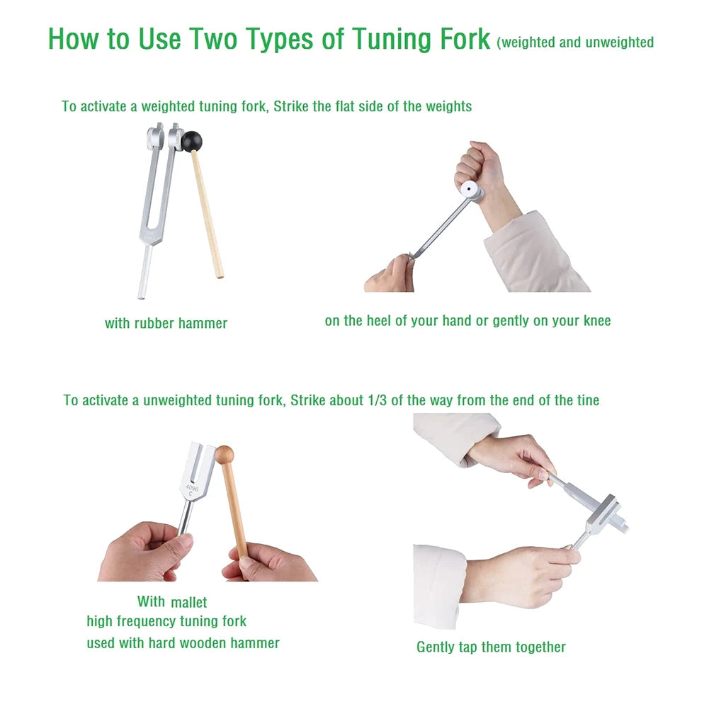 Sound Healing 4Pcs Tuning Fork Set (128Hz, OM 136.1Hz, MI 528Hz, 4096Hz)
