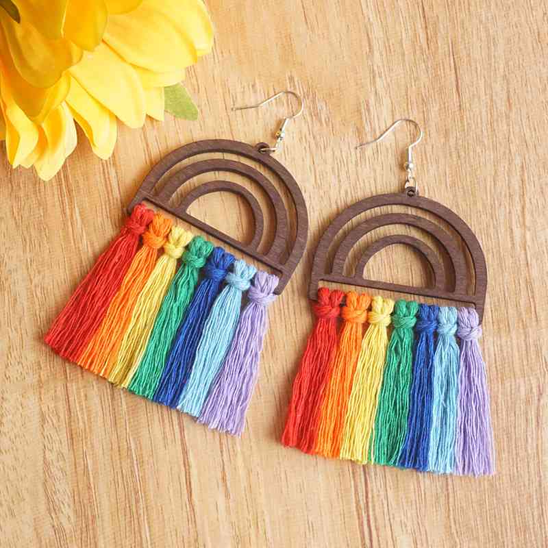 Rainbow Tassel Detail Drop Earrings LGBTQ PRIDE