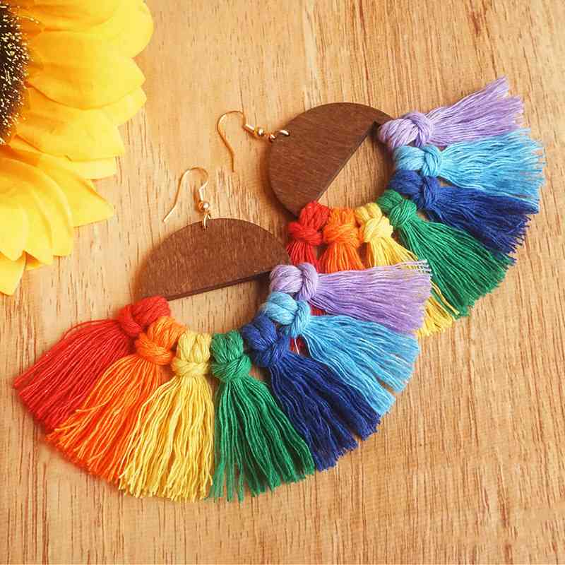 Rainbow Tassel Detail Drop Earrings LGBTQ PRIDE