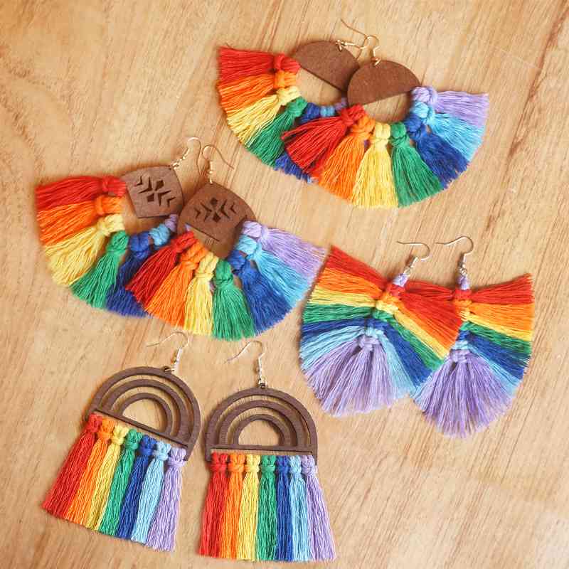 Rainbow Tassel Detail Drop Earrings LGBTQ PRIDE