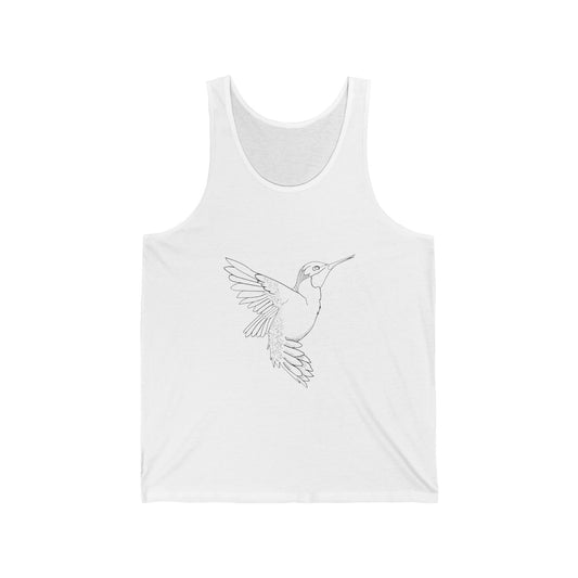 Monochrome Hummingbird Cotton Jersey Tank - Unisex