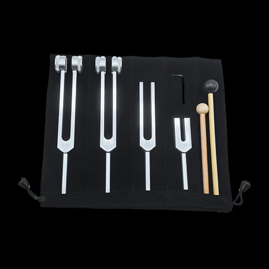 Sound Healing 4Pcs Tuning Fork Set (128Hz, OM 136.1Hz, MI 528Hz, 4096Hz)