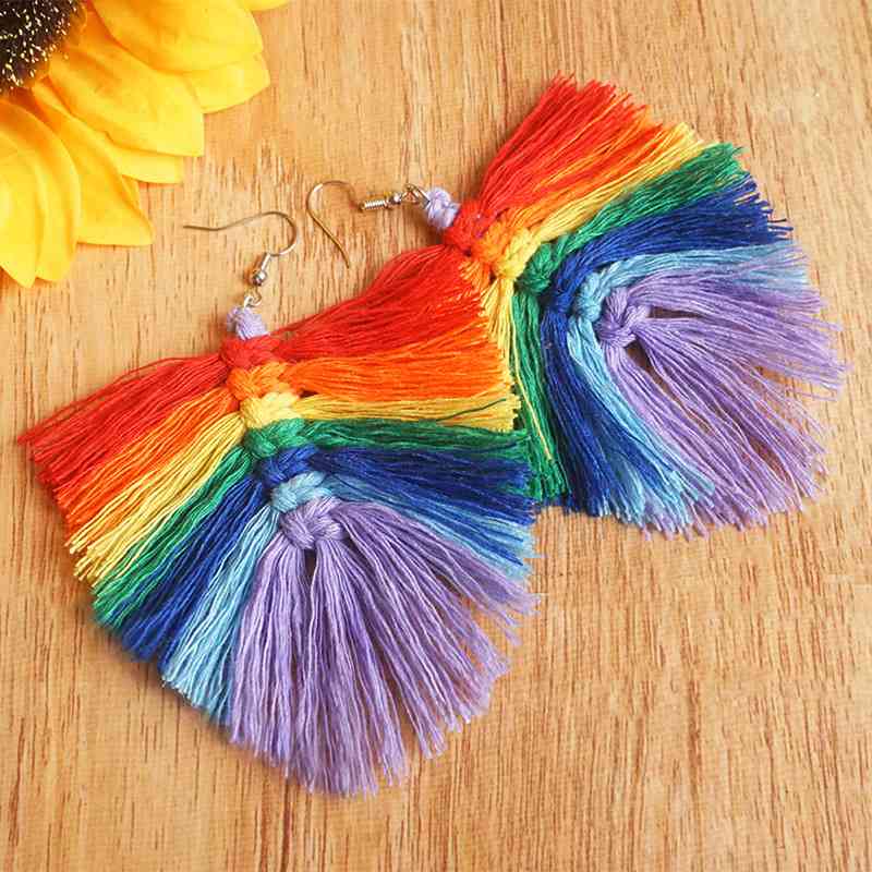 Rainbow Tassel Detail Drop Earrings LGBTQ PRIDE