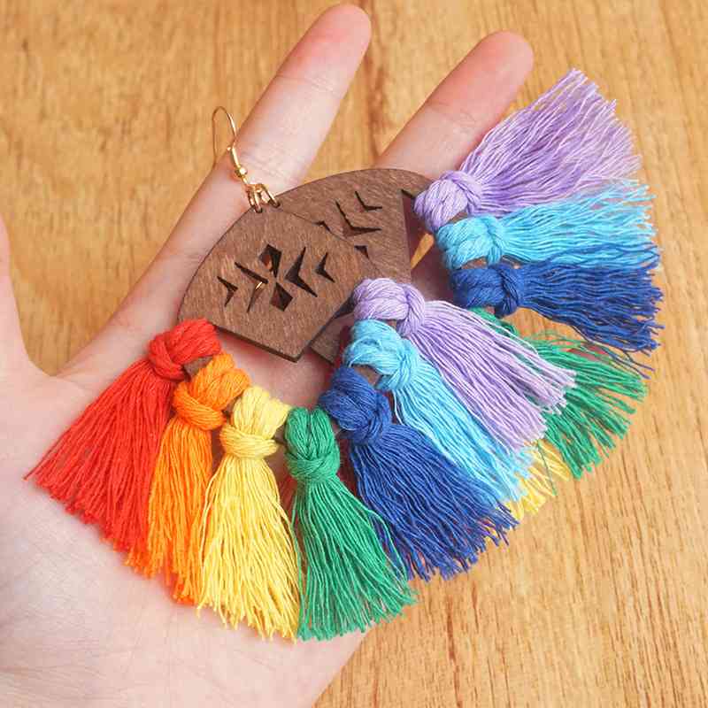 Rainbow Tassel Detail Drop Earrings LGBTQ PRIDE